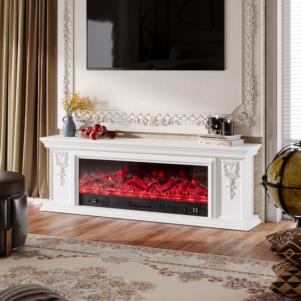 70 Inch 7 Flame Colors Adjustable Electric TV Stand Electric Fireplace with Remote Control