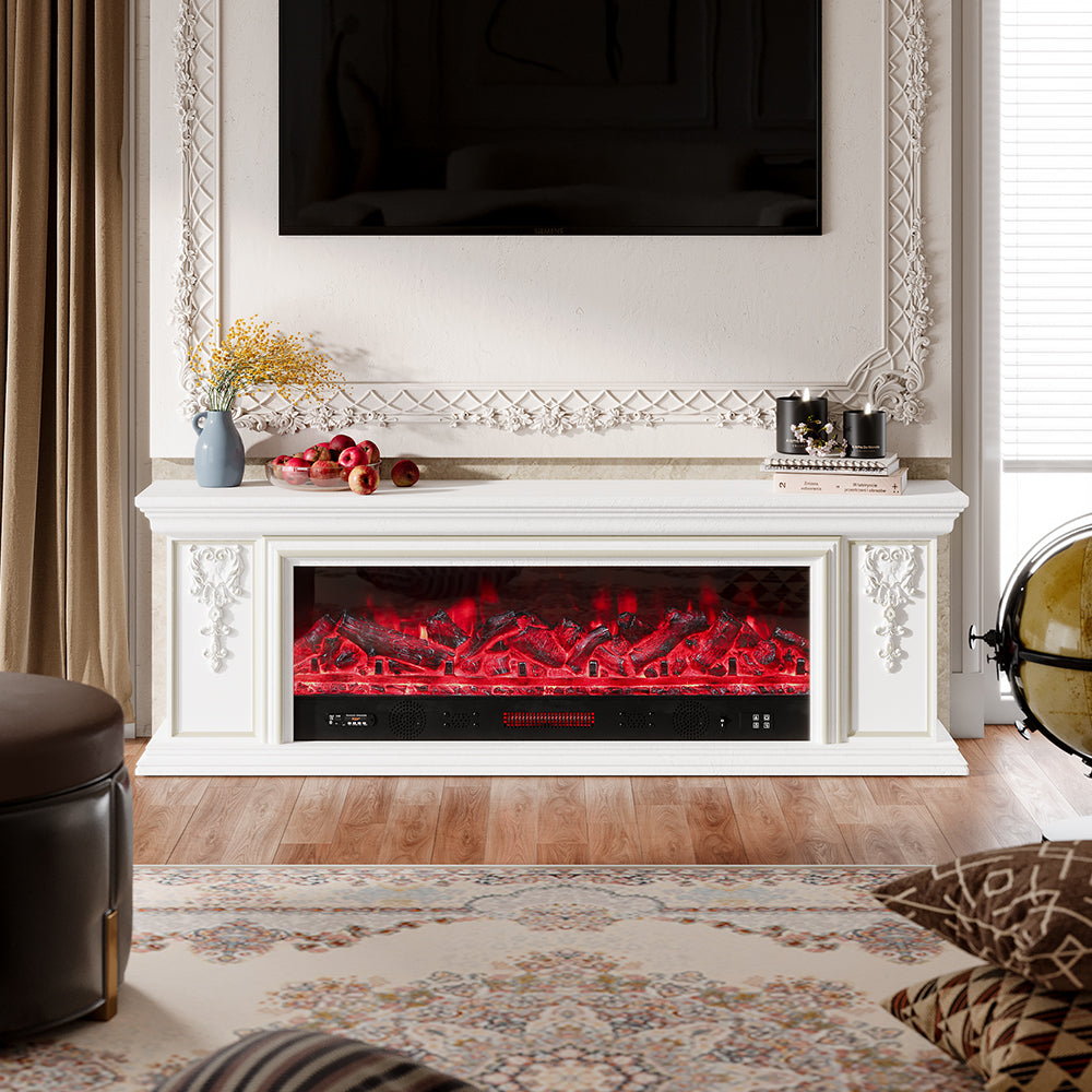 70 Inch 7 Flame Colors Adjustable Electric TV Stand Electric Fireplace with Remote Control