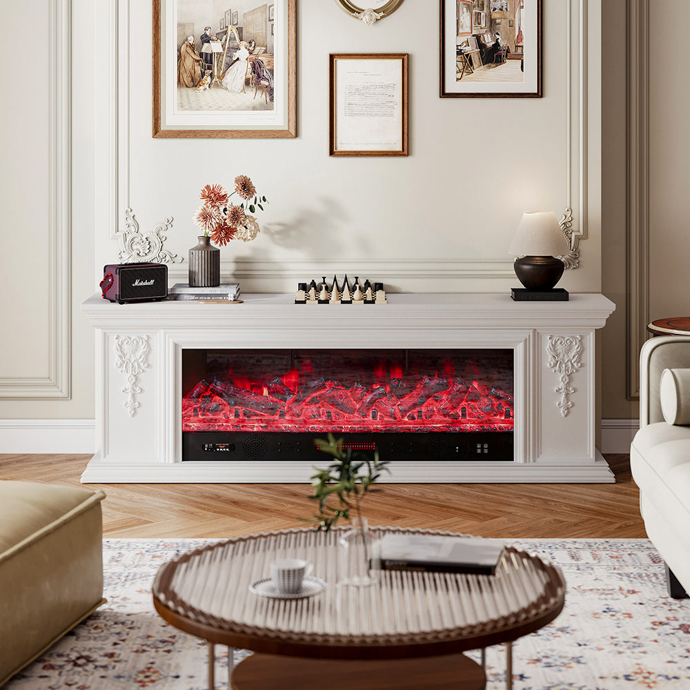 70 Inch 7 Flame Colors Adjustable Electric TV Stand Electric Fireplace with Remote Control