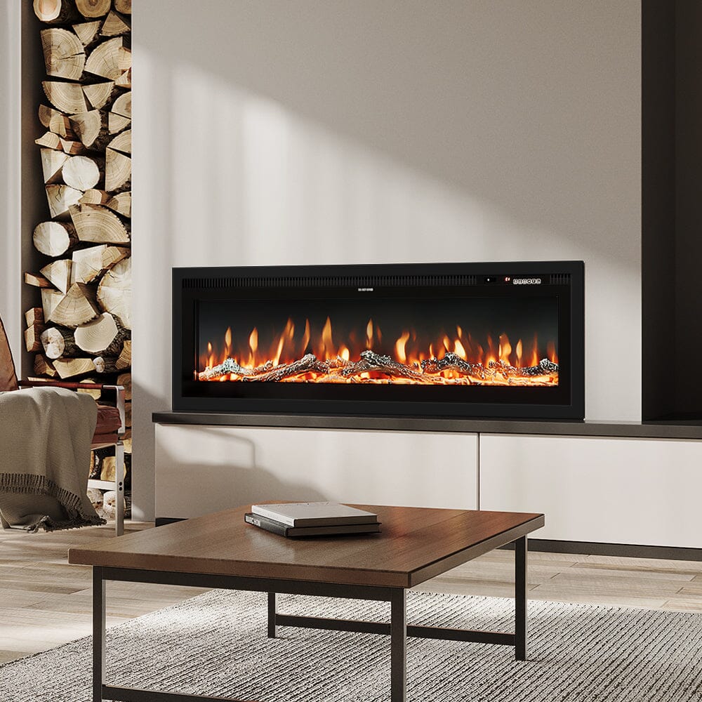 40/50/60 Inch Insert/Wall Mounted LED Electric Fireplace with 12 Flame Colors