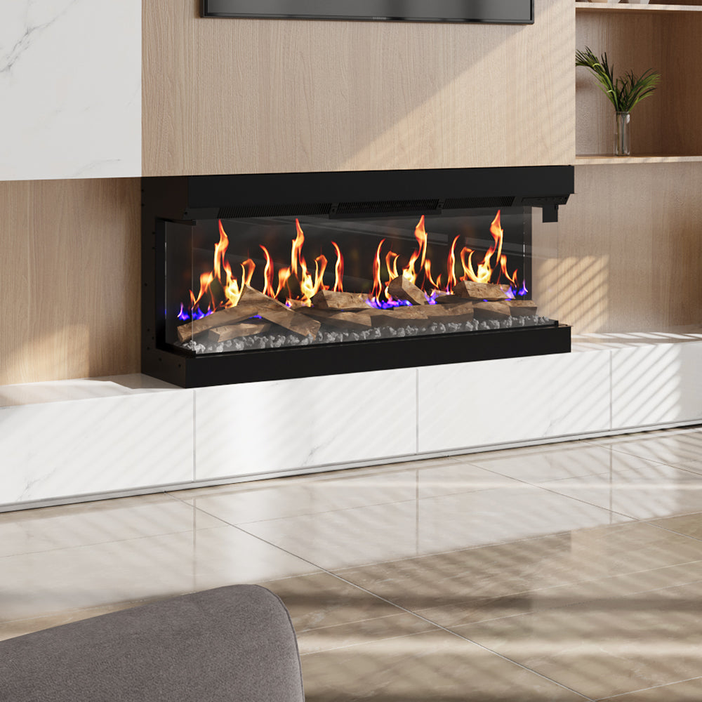 50/60/70 Inch 3-Sided Smart Freestanding Recessed Electric Fireplace with WIFI Remote Control