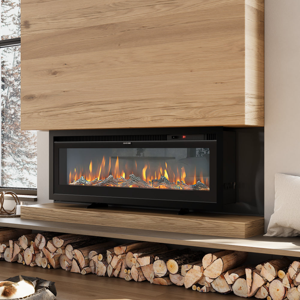 42/50/60 Inch Recessed Wall Mounted Freestanding Electrical Fireplace with Remote Control and 12 Flame Colours