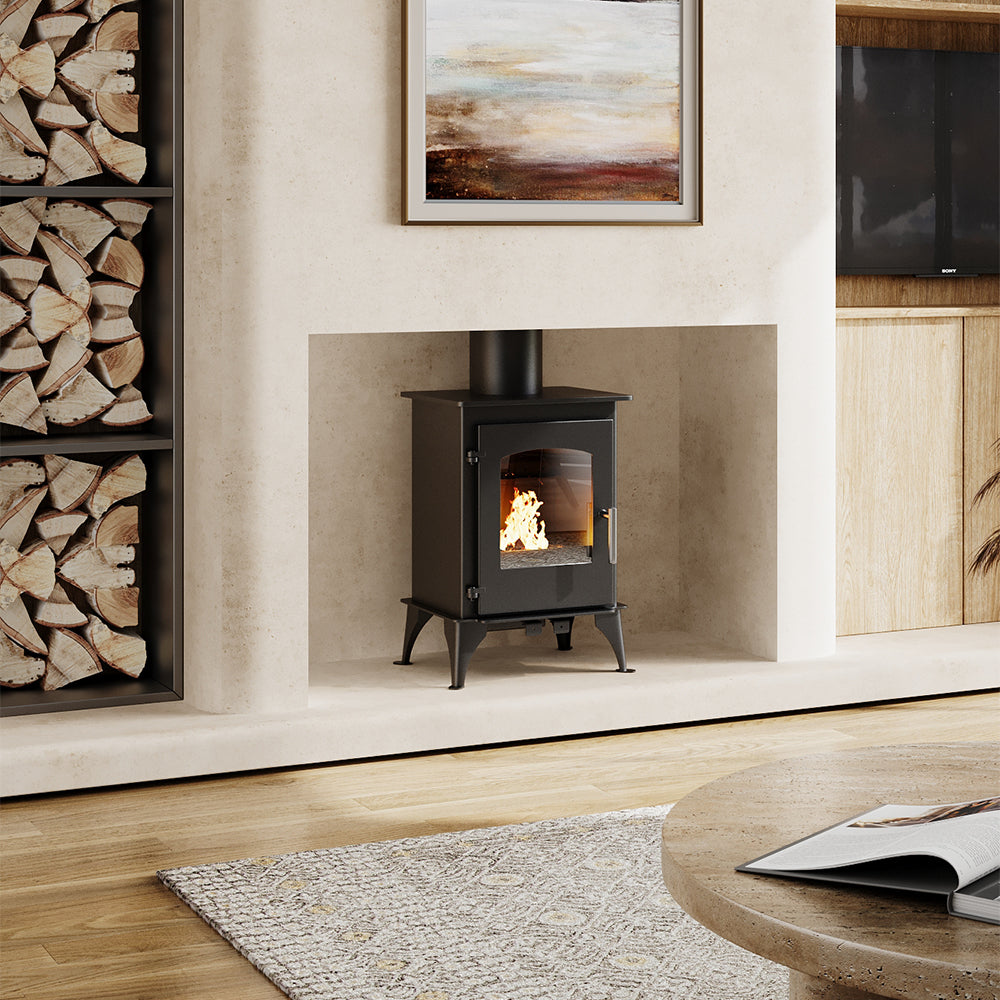 5KW Freestanding High Efficiency Wood Burning Stove Fireplace with 32CM/99CM Chimney