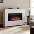 48 Inch White Electric Fire Suite Black Fireplace Heater with White Wooden Surround Set