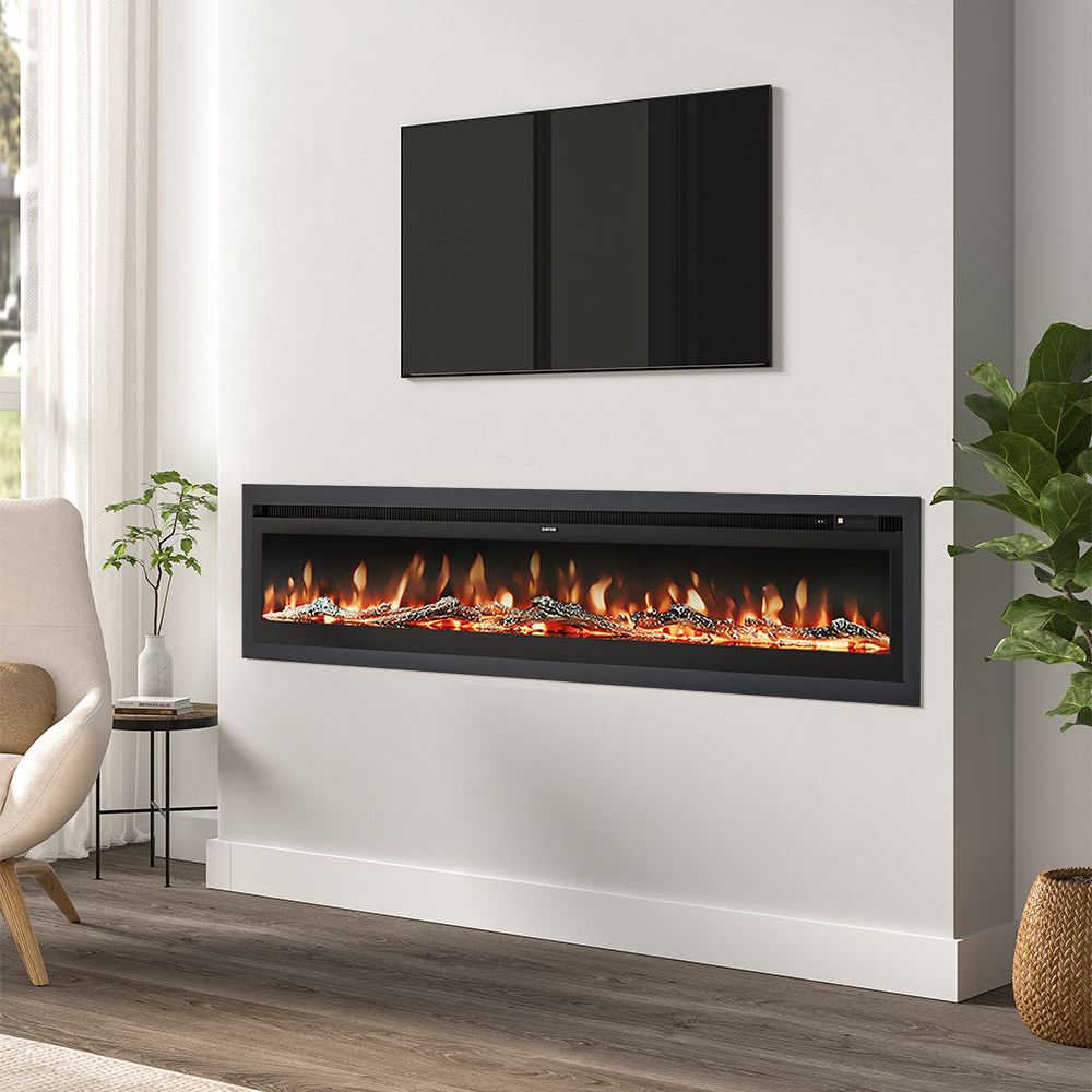 70/80/100 Inch 12 Flame Colours Wall Mounted and Freestanding Electric Fireplace with Remote Control