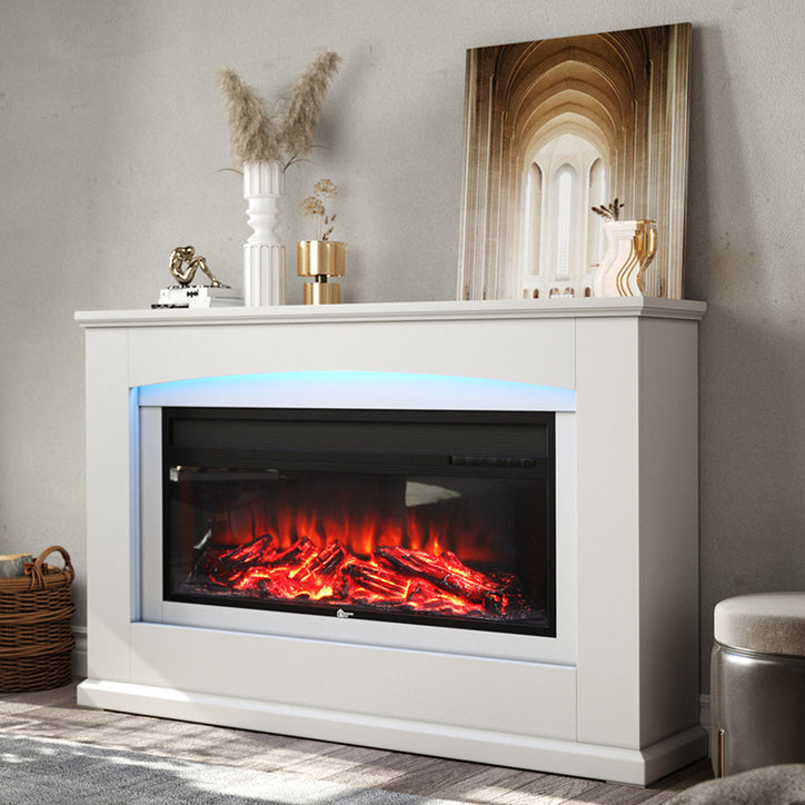 Wall Mounted Freestanding Electric Fireplace Insert with LED Surround