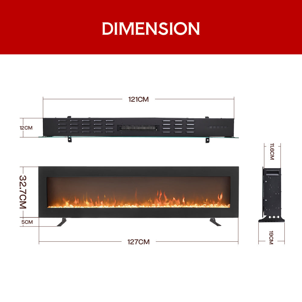 40/50/60 Inch 12 Flame Colors Electric Fire Wall Mounted Freestanding Fireplace Heater with Remote Control