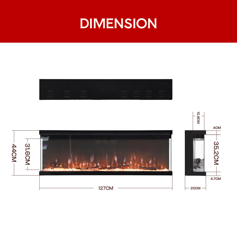 40/50/60 Inch 12 Flames Color 3 Side Electric Fire Freestanding Recessed Fireplace with Remote Control