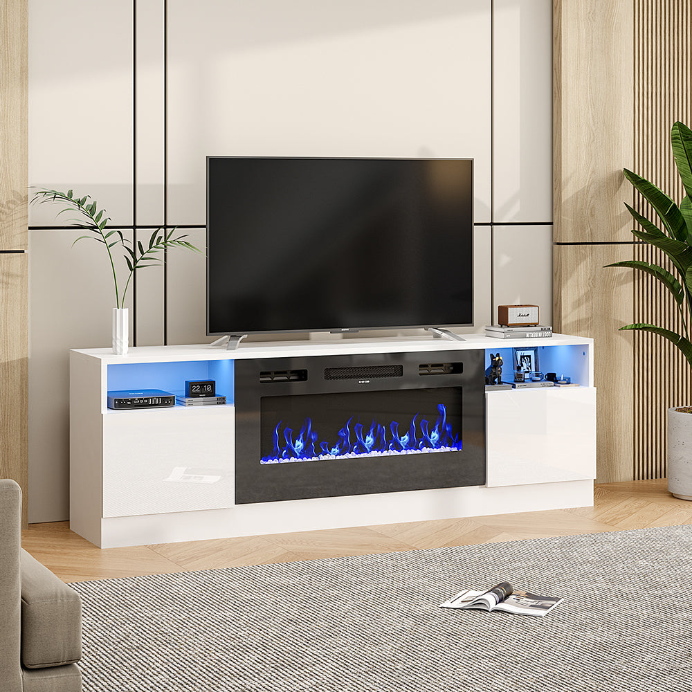 70 Inch TV Stand Electric Fireplace Suite with Flame and Lighting Colours Setting