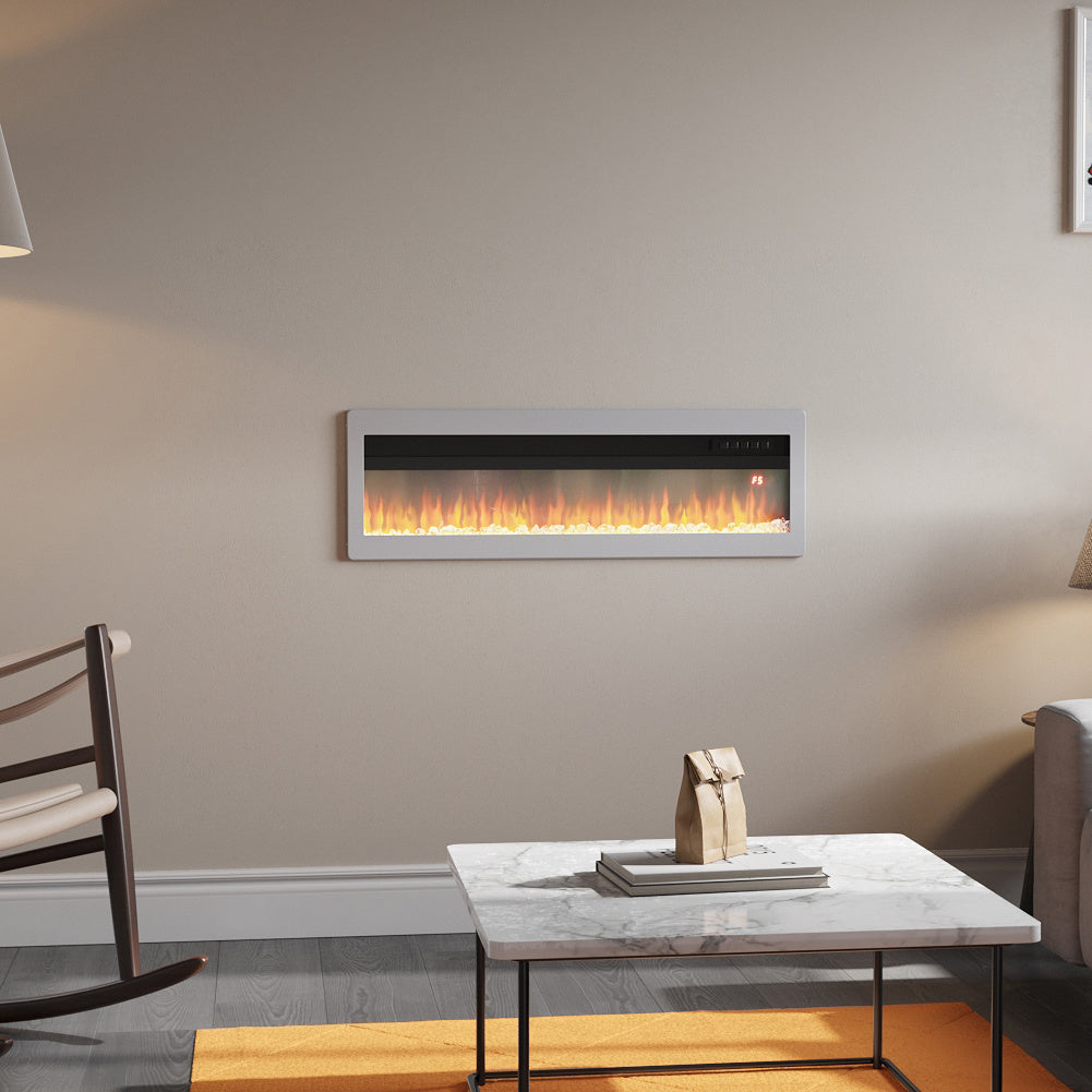 40/50/60/70 Inch Recessed Wall Mounted Freestanding Electric Fireplace with 12 Flame Colors