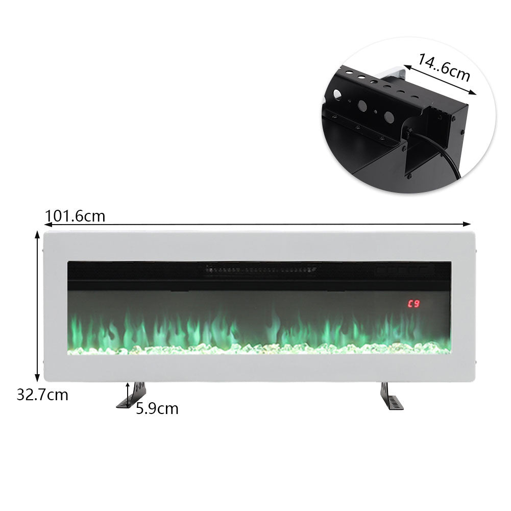 40 Inch Electric Fireplace with Adjustable Flames Wall Mounted or Freestanding
