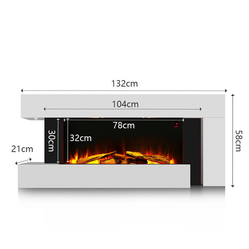 C-Frame Freestanding Electric Fireplace with Adjustable Flame Brightness