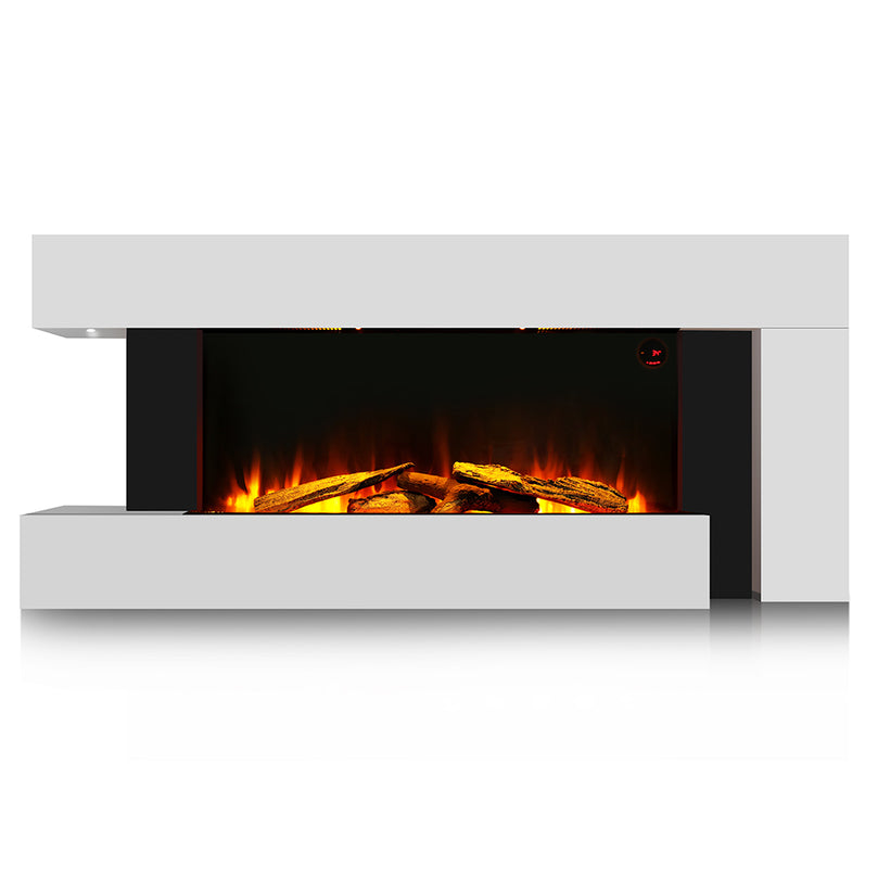 C-Framed Freestanding Electric Fireplace with Adjustable Flame Brightness