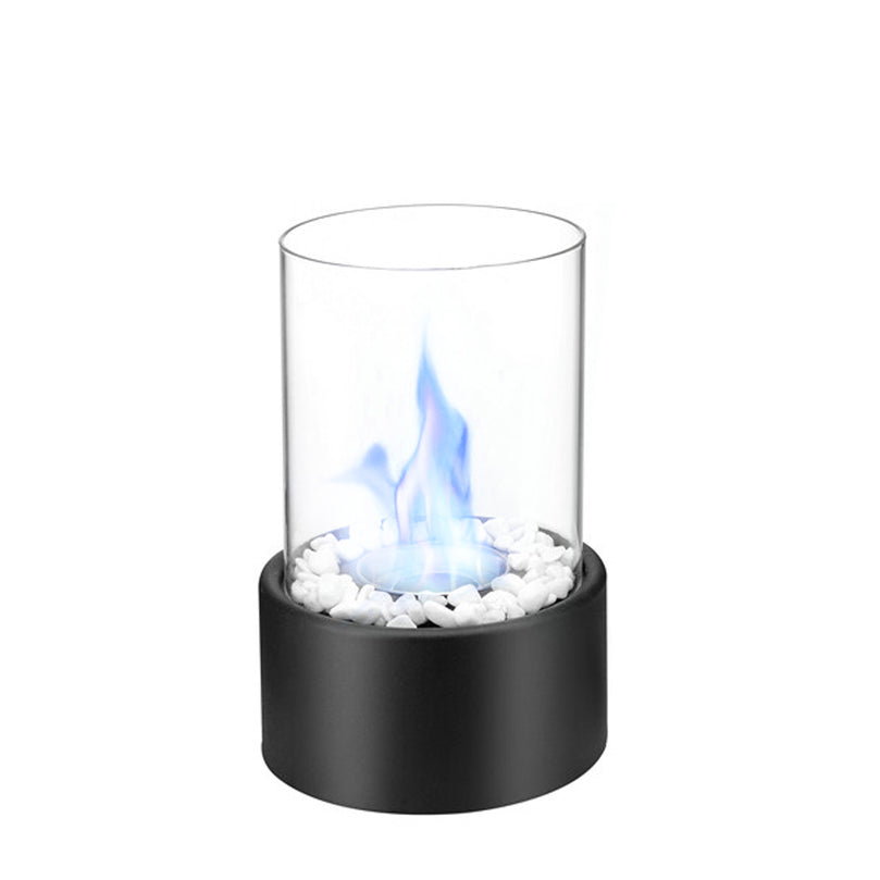 Round Freestanding Tabletop Ventless Ethanol Fireplace with Glass Screen