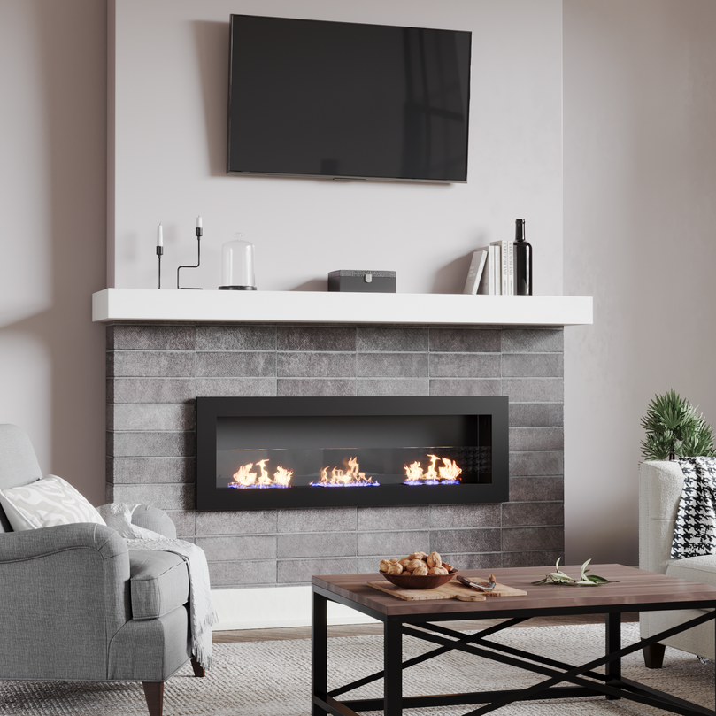 Wall Mounted Recessed Ethanol Fireplace for Living Room