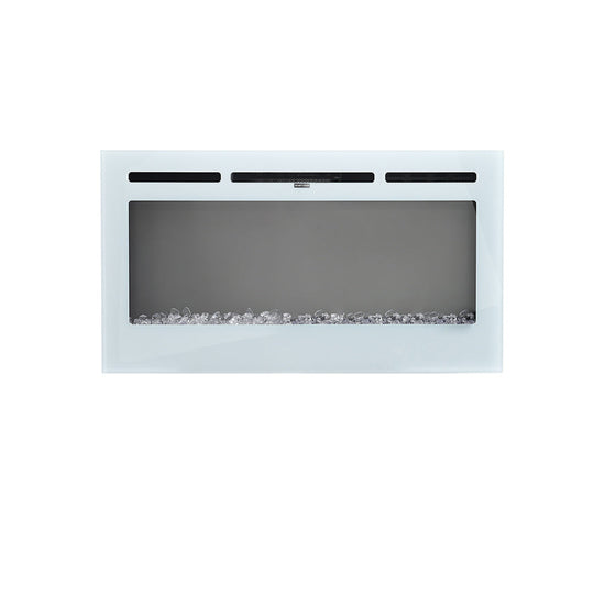 36 Inch Linear Electric Fireplace Recessed in White