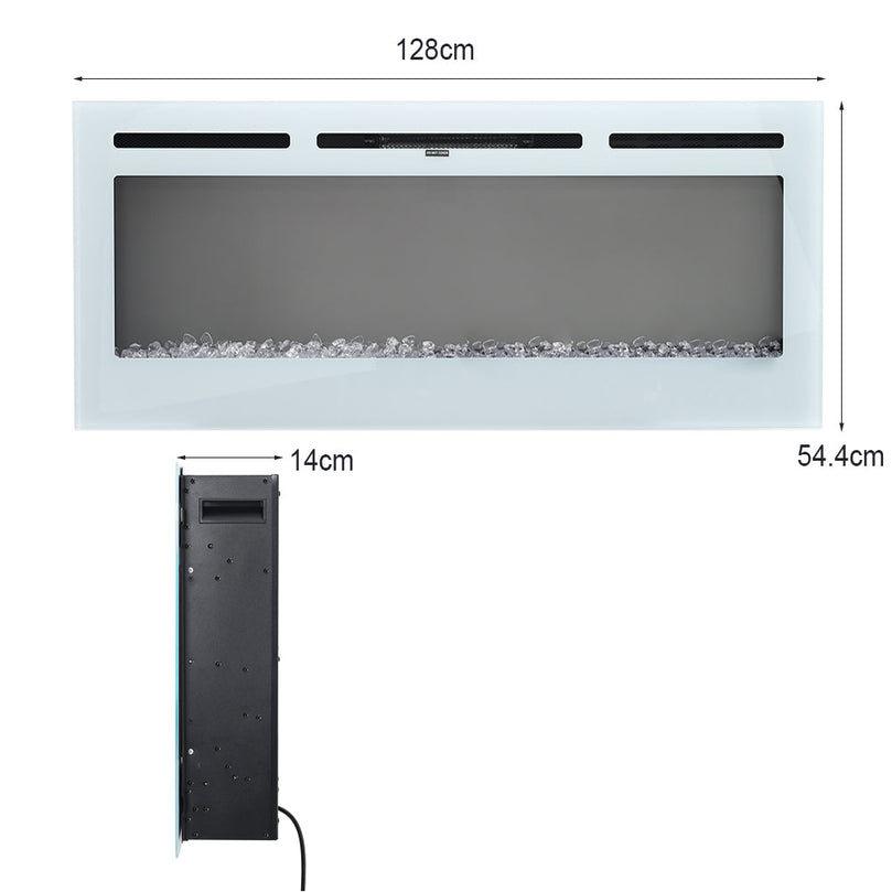 36/50/60 inch White Linear Electric Recessed Inset Fireplace with Overheat Protection