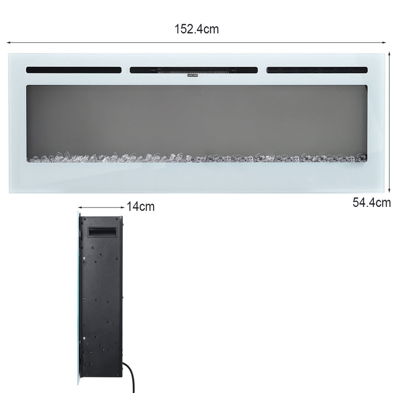 36/50/60 inch White Linear Electric Recessed Inset Fireplace with Overheat Protection