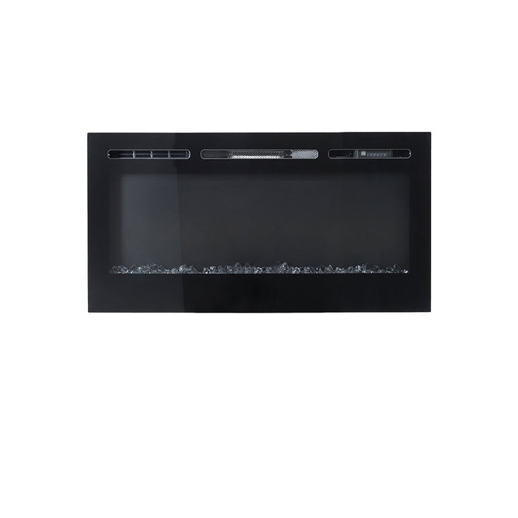 36 Inch Linear Electric Fireplace Recessed in Black