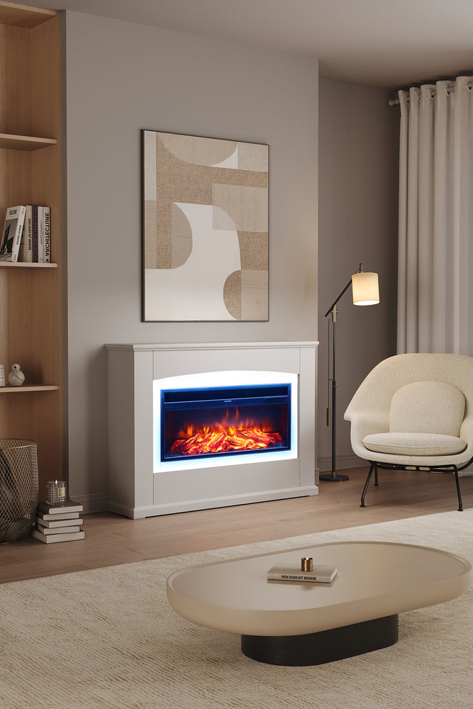 Wall Mounted Freestanding Electric Fireplace Insert with LED Surround