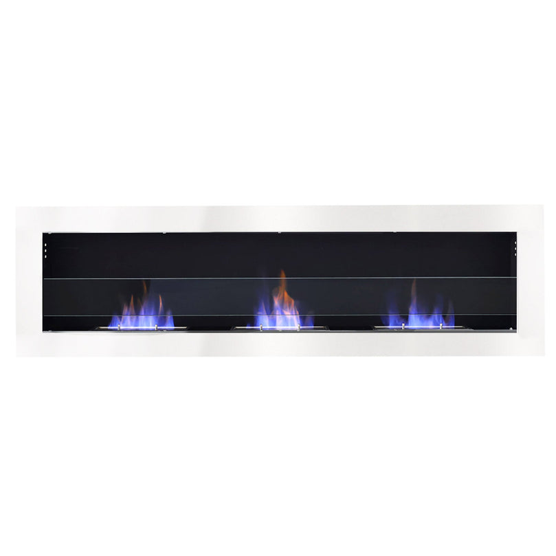 White/Grey Wall-mounted 47-inch recessed bioethanol fireplace with movable flames