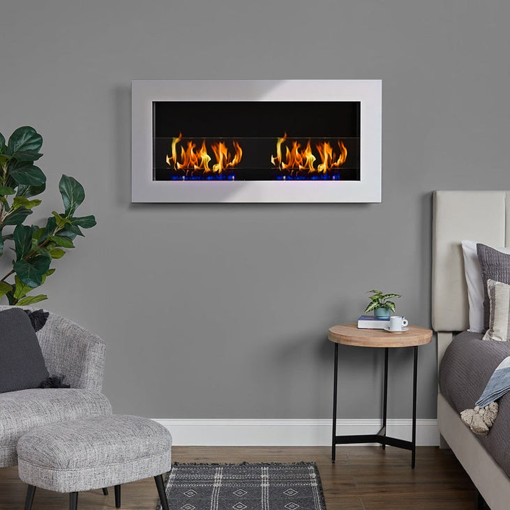 35 Inch Wall Mounted Stainless Steel Recessed Ethanol Fireplace