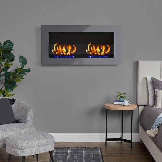 35 Inch Wall Mounted Stainless Steel Recessed Ethanol Fireplace