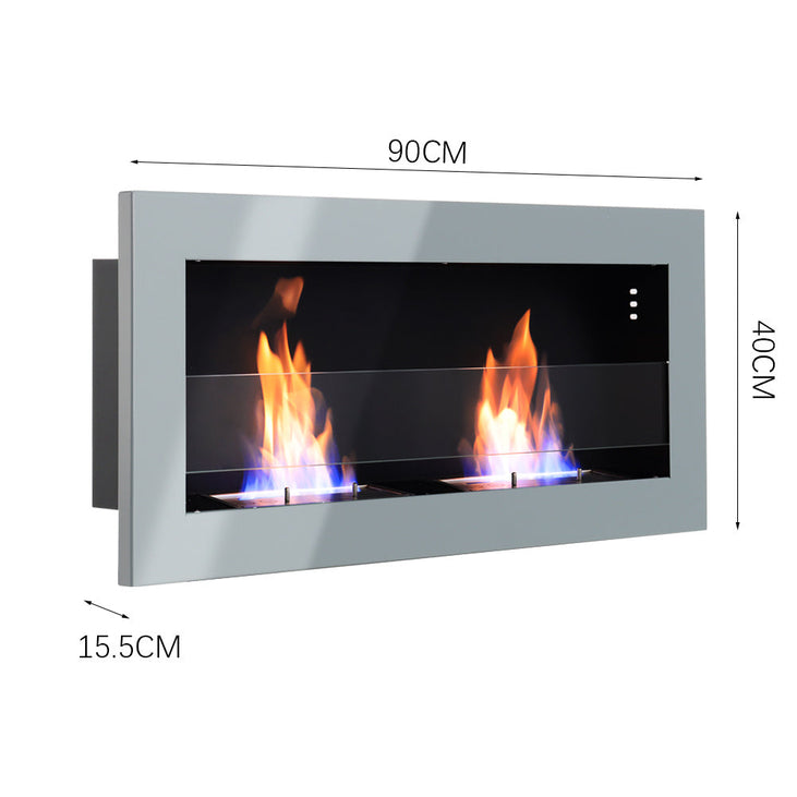 35 Inch Wall Mounted Stainless Steel Recessed Ethanol Fireplace