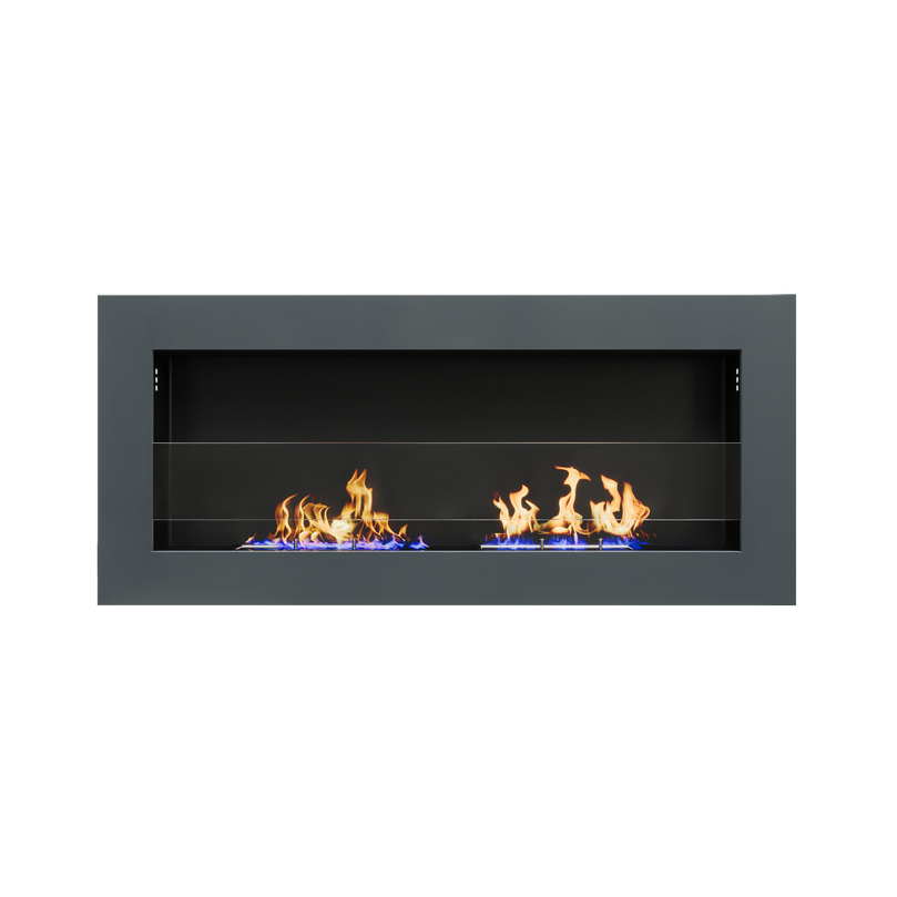 35 Inch Recessed/Wall Mounted Stainless Steel Ethanol Fireplace