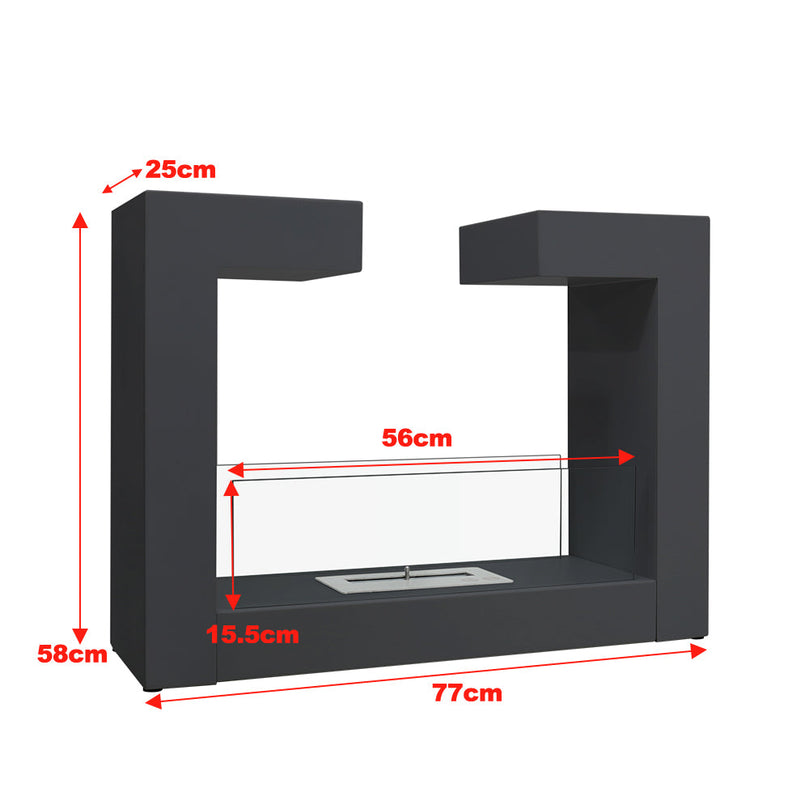 Rectangular Freestanding Bio Ethanol Fireplace Double-Sided Heater