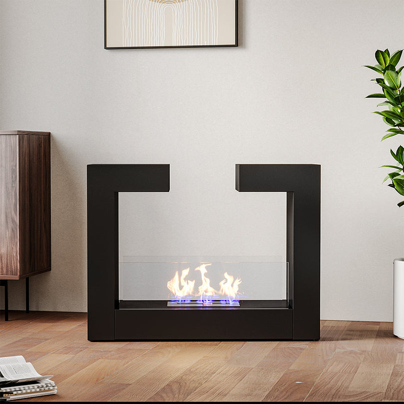 Rectangular Freestanding Bio Ethanol Fireplace Double-Sided Heater