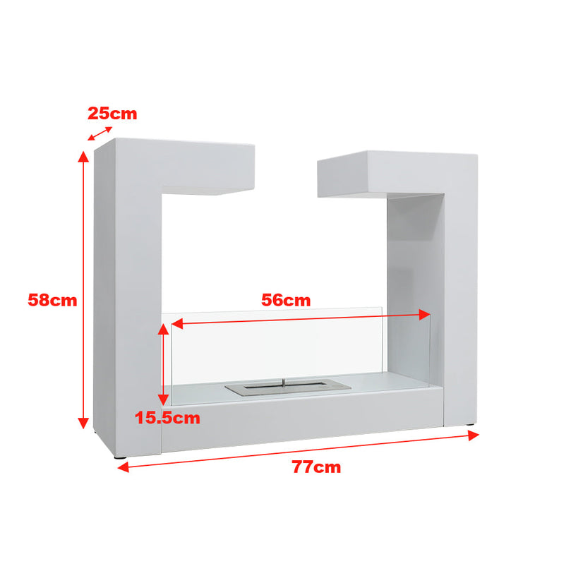 Rectangular Freestanding Bio Ethanol Fireplace Double-Sided Heater