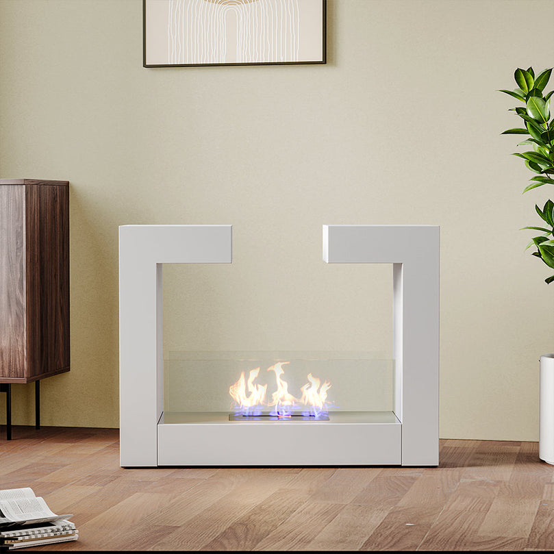 Rectangular Freestanding Bio Ethanol Fireplace Double-Sided Heater