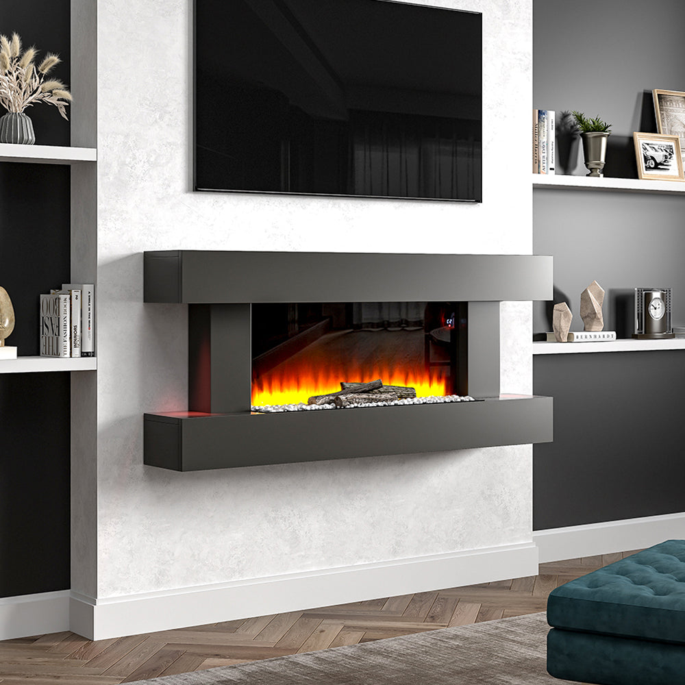 52 Inch 7 Flames Color LED Surround Electric Fire Suite Fireplace  with WiFi Connection Remote Control