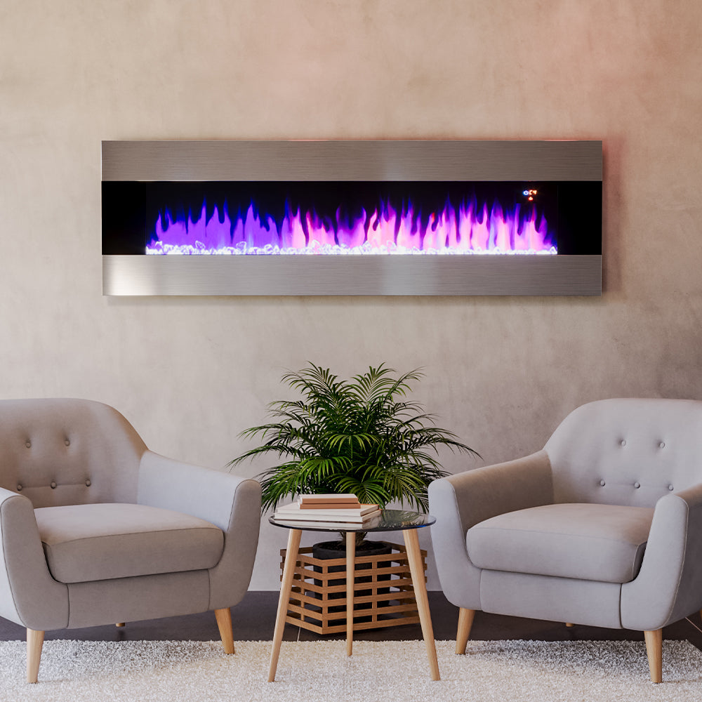 60 Inch Wall Mounted Adjustable Electric Fireplace with 6 Flame Colors