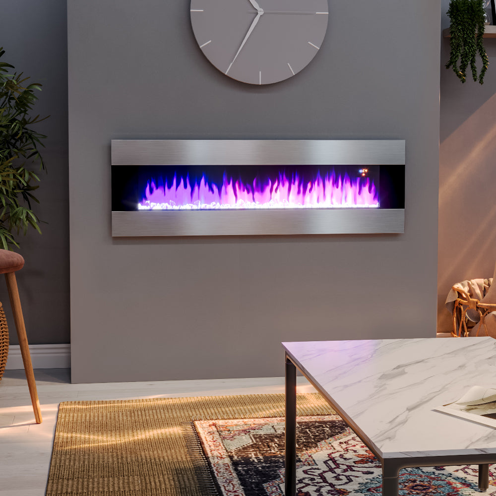 60 Inch Wall Mounted Adjustable Electric Fireplace with 6 Flame Colors