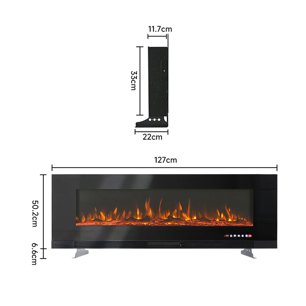 50/60/72 Inch Wall Mounted Electric Fireplace with 9 Colour and 5 Brightness Setting