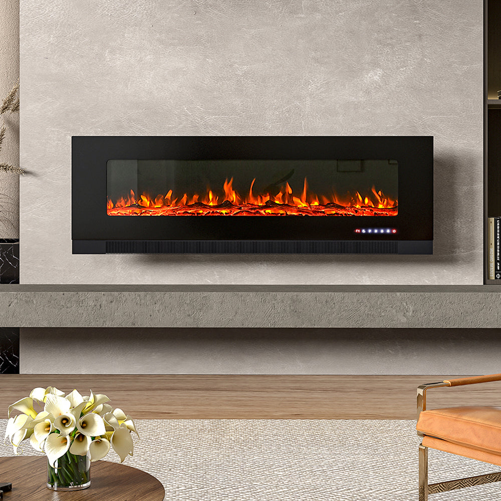 50/60/72 Inch Wall Mounted Electric Fireplace with 9 Colour and 5 Brightness Setting
