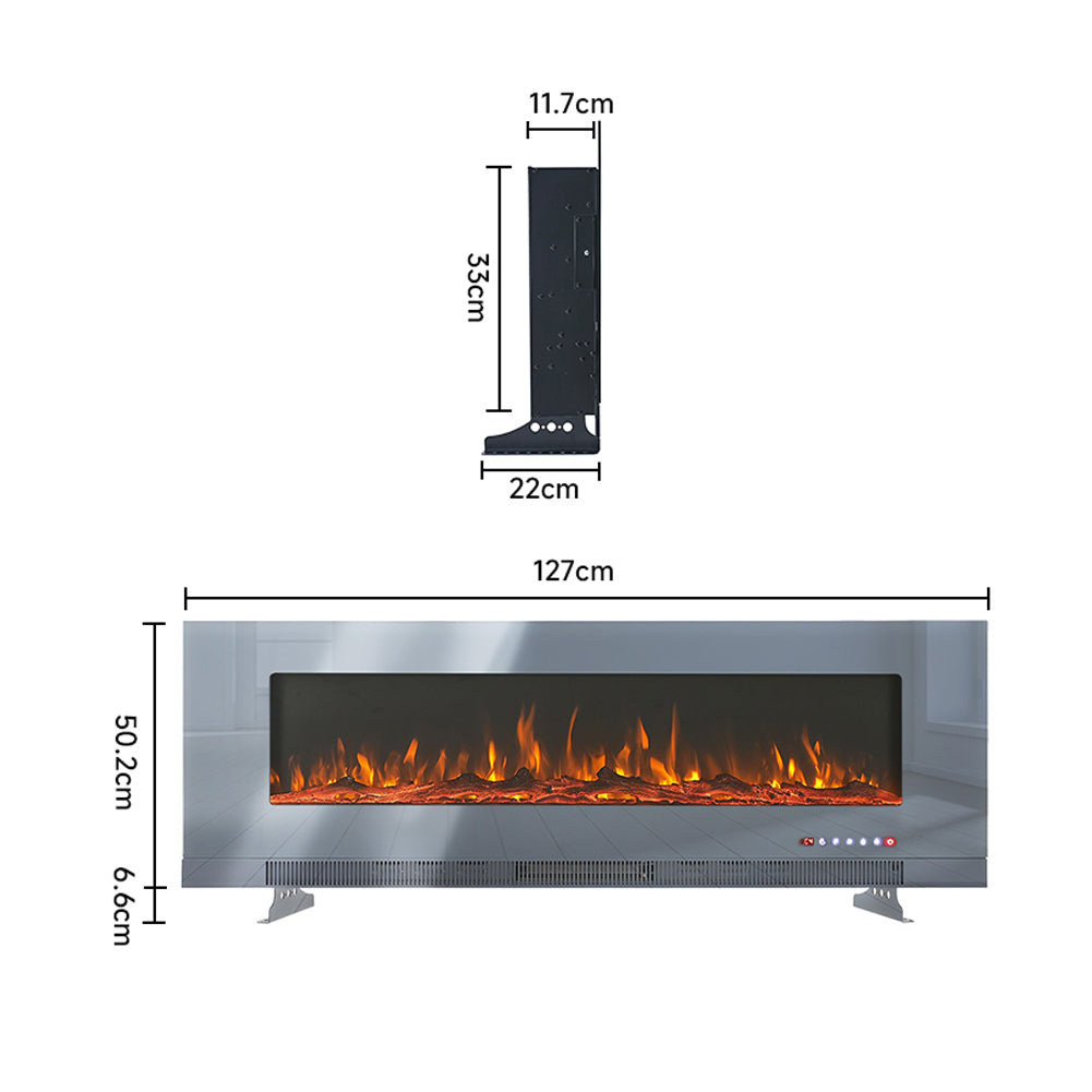 50/60/72 Inch Wall Mounted Electric Fireplace with 9 Colour and 5 Brightness Setting