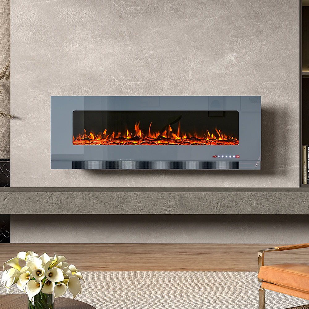 50/60/72 Inch Wall Mounted Electric Fireplace with 9 Colour and 5 Brightness Setting