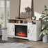 54 Inch Electric Fire Suite Black Fireplace with White TV Stand Surround Set with Timer and Remote Control