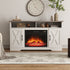 54 Inch Electric Fire Suite Black Fireplace with White TV Stand Surround Set with Timer and Remote Control
