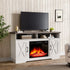 54 Inch Electric Fire Suite Black Fireplace with White TV Stand Surround Set with Timer and Remote Control