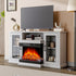 59 Inch White Electric Fireplace Suite with TV Stand and Internal Storage