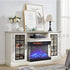 59 Inch White Electric Fireplace Suite with TV Stand and Internal Storage
