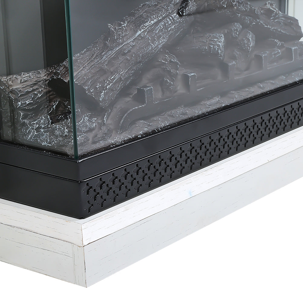 59 Inch White Electric Fireplace Suite with TV Stand and Internal Storage
