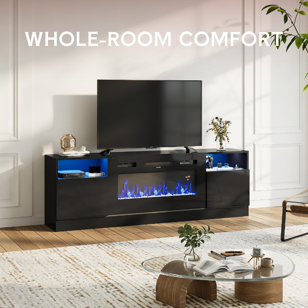70 Inch TV Stand Electric Fireplace Suite with Flame and Lighting Colours Setting