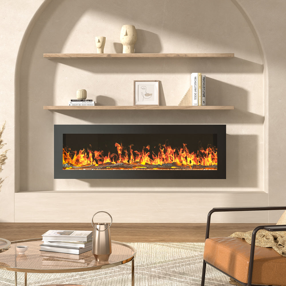 40/50/60 Inch 12 Flame Colors Electric Fire Wall Mounted Freestanding Fireplace Heater with Remote Control