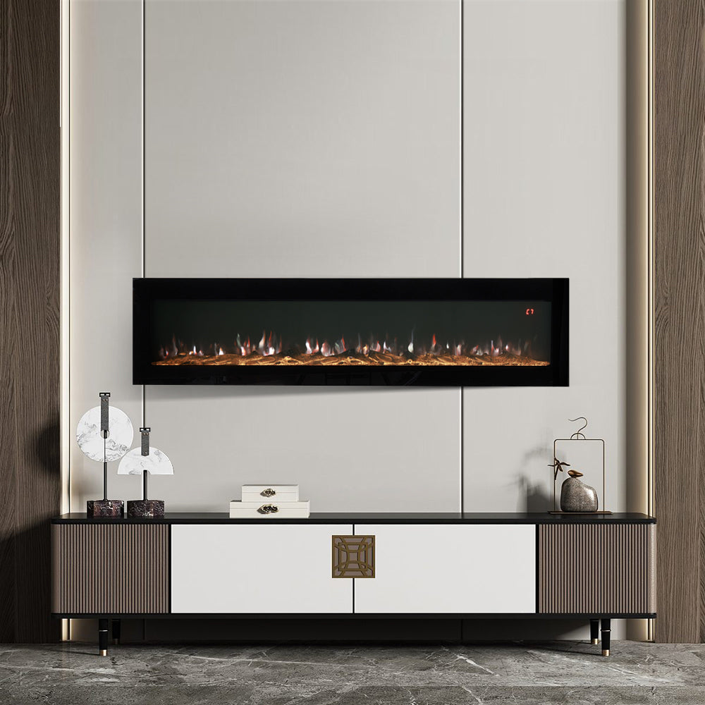 40/50/60 Inch 12 Flame Colors Electric Fire Wall Mounted Freestanding Fireplace Heater with Remote Control