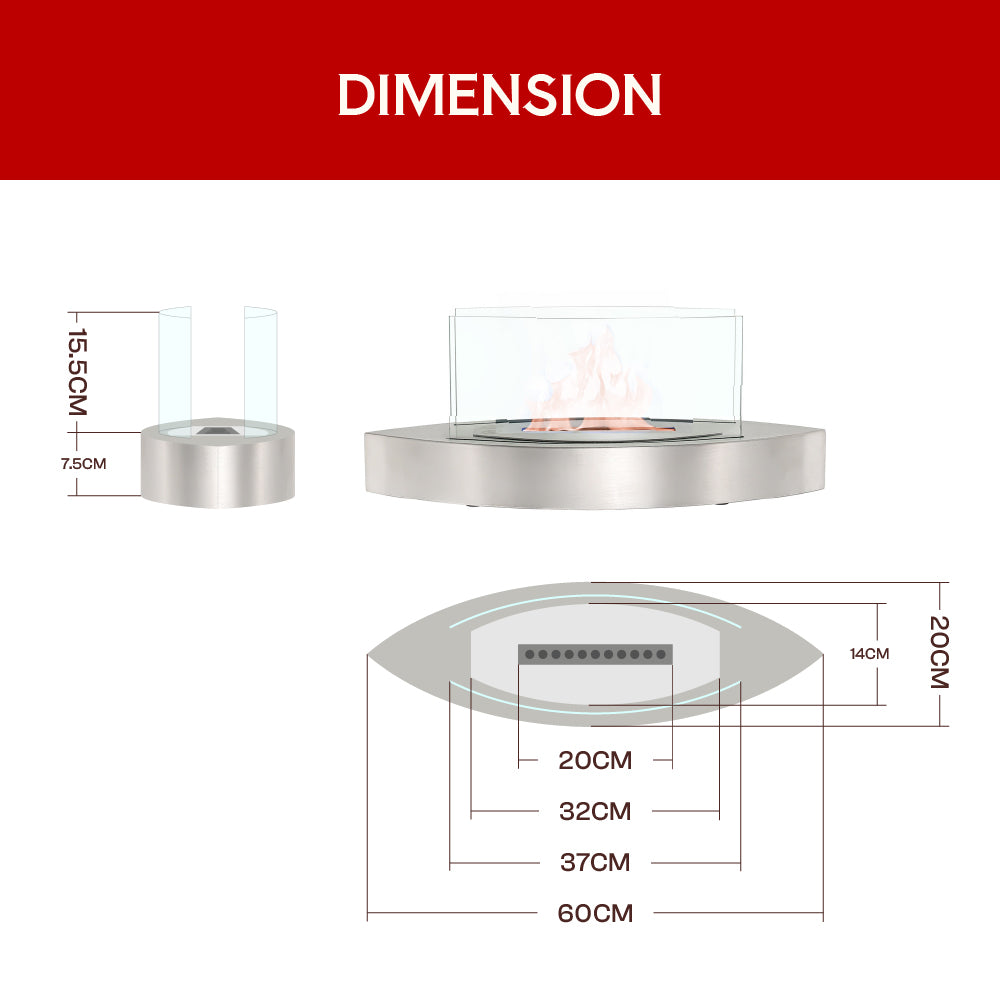 Unique Smokeless Stainless Steel Tabletop Ethanol Fireplace